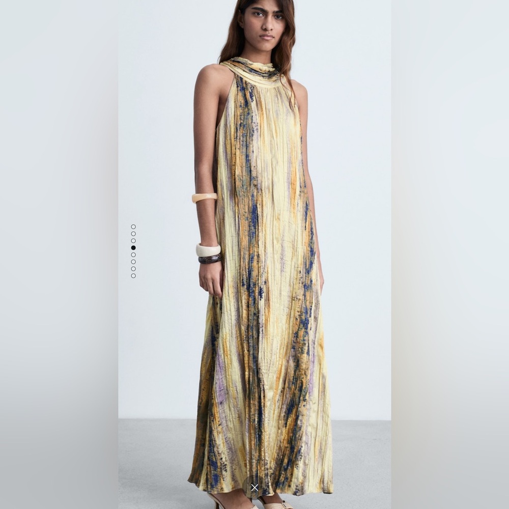 MANGO satin textured maxi dress
